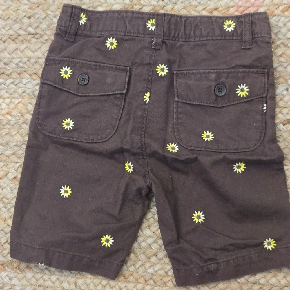 VTG Baby Gap Outlet Brown Yellow Sunflower‎ Shorts Size 4T